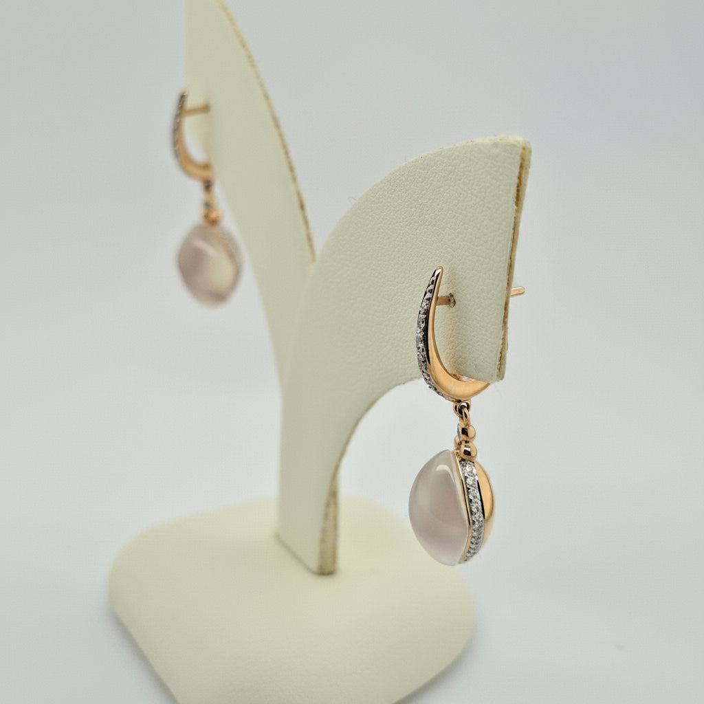 Moonstone & Diamond Earrings
