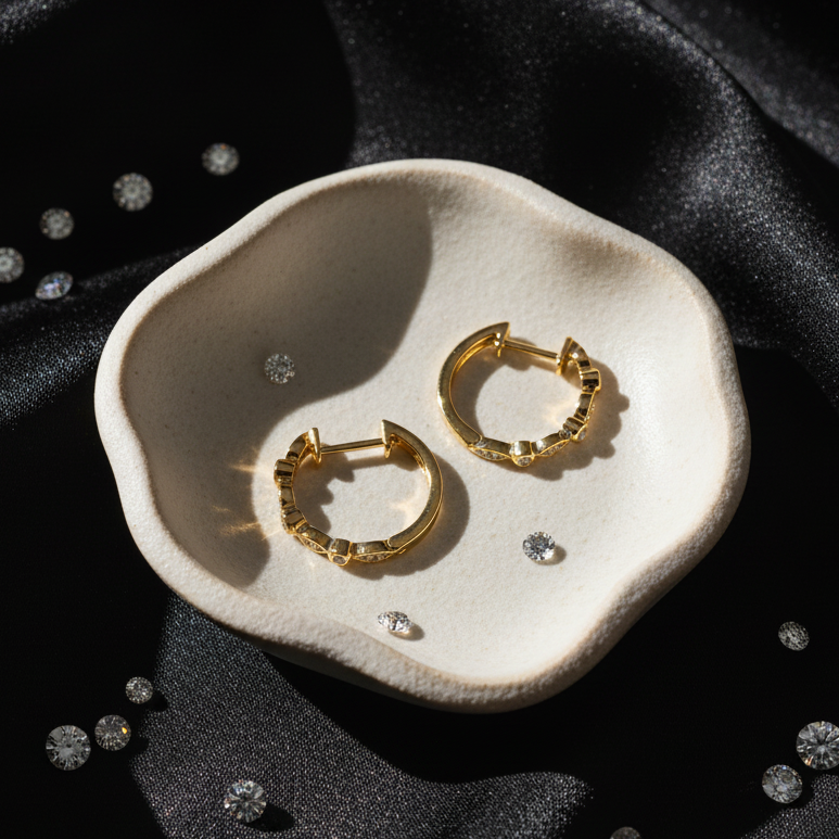 Yellow Gold & Diamond Huggies