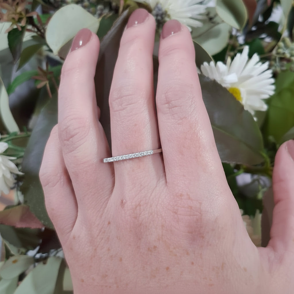 Diamond Bar Ring in White Gold