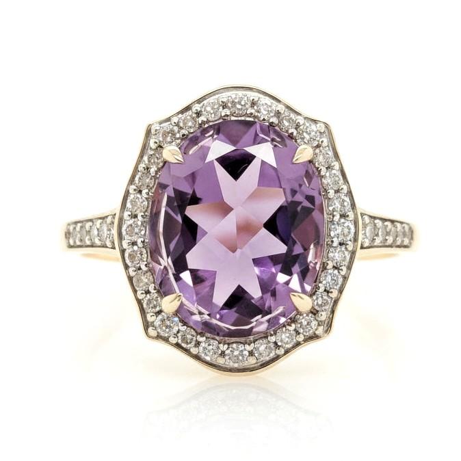 Amethyst Halo Ring