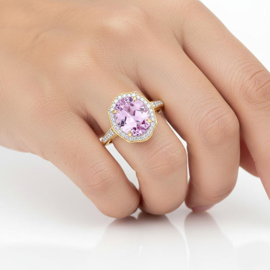 Amethyst Halo Ring