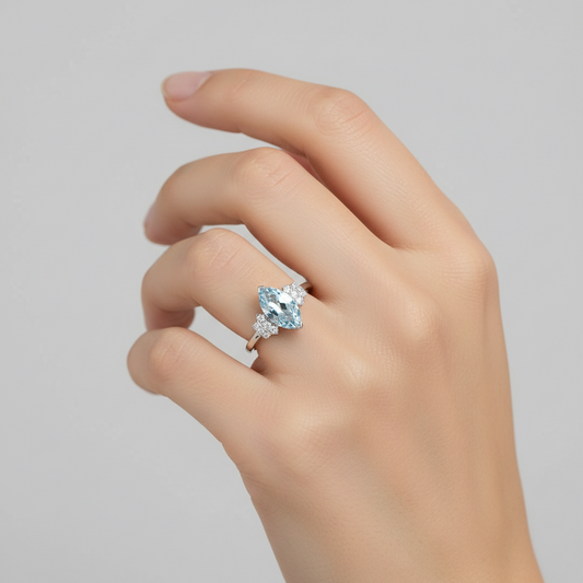 Aquamarine & Diamond Ring