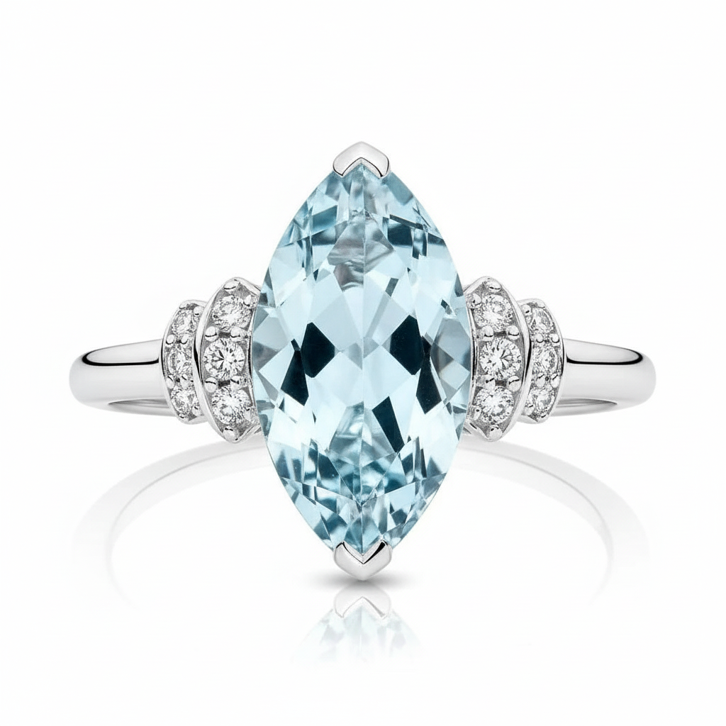 Aquamarine & Diamond Ring