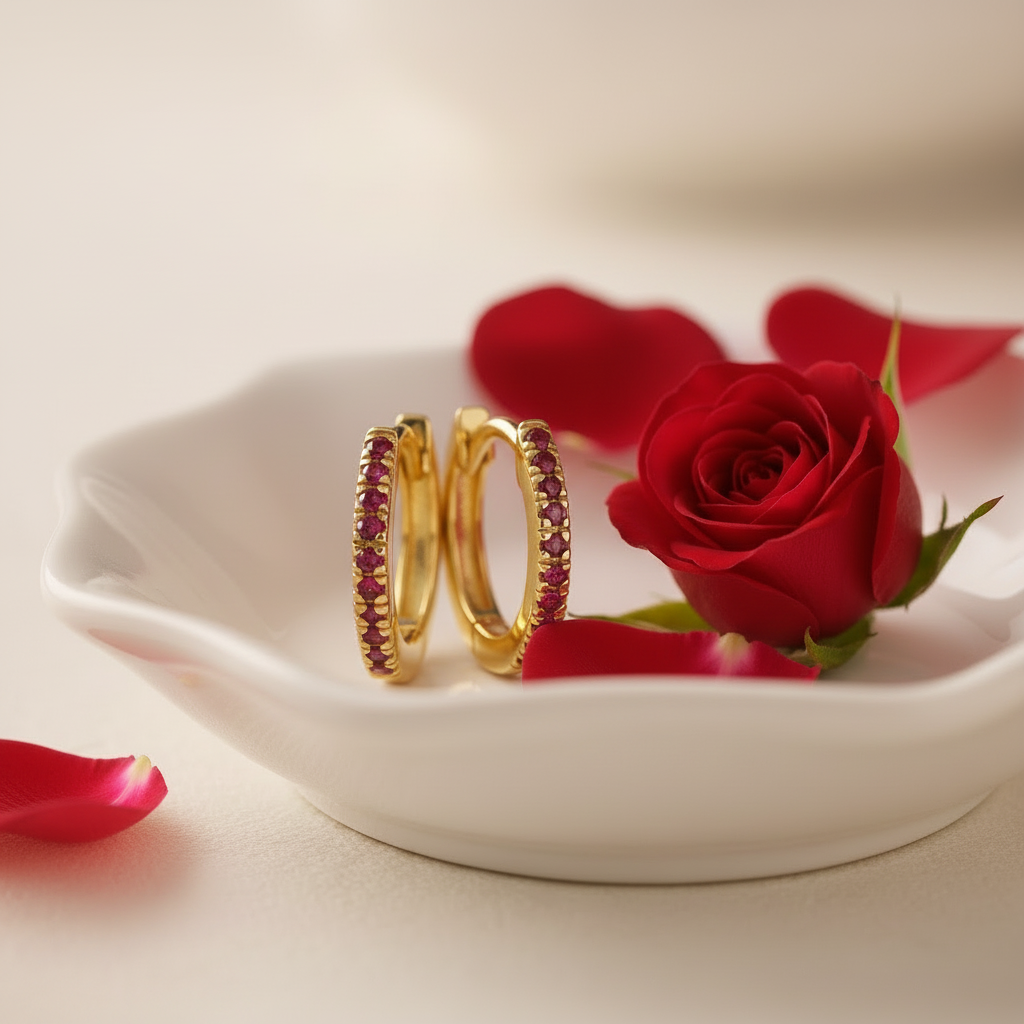 Pink Sapphire Mini Huggies