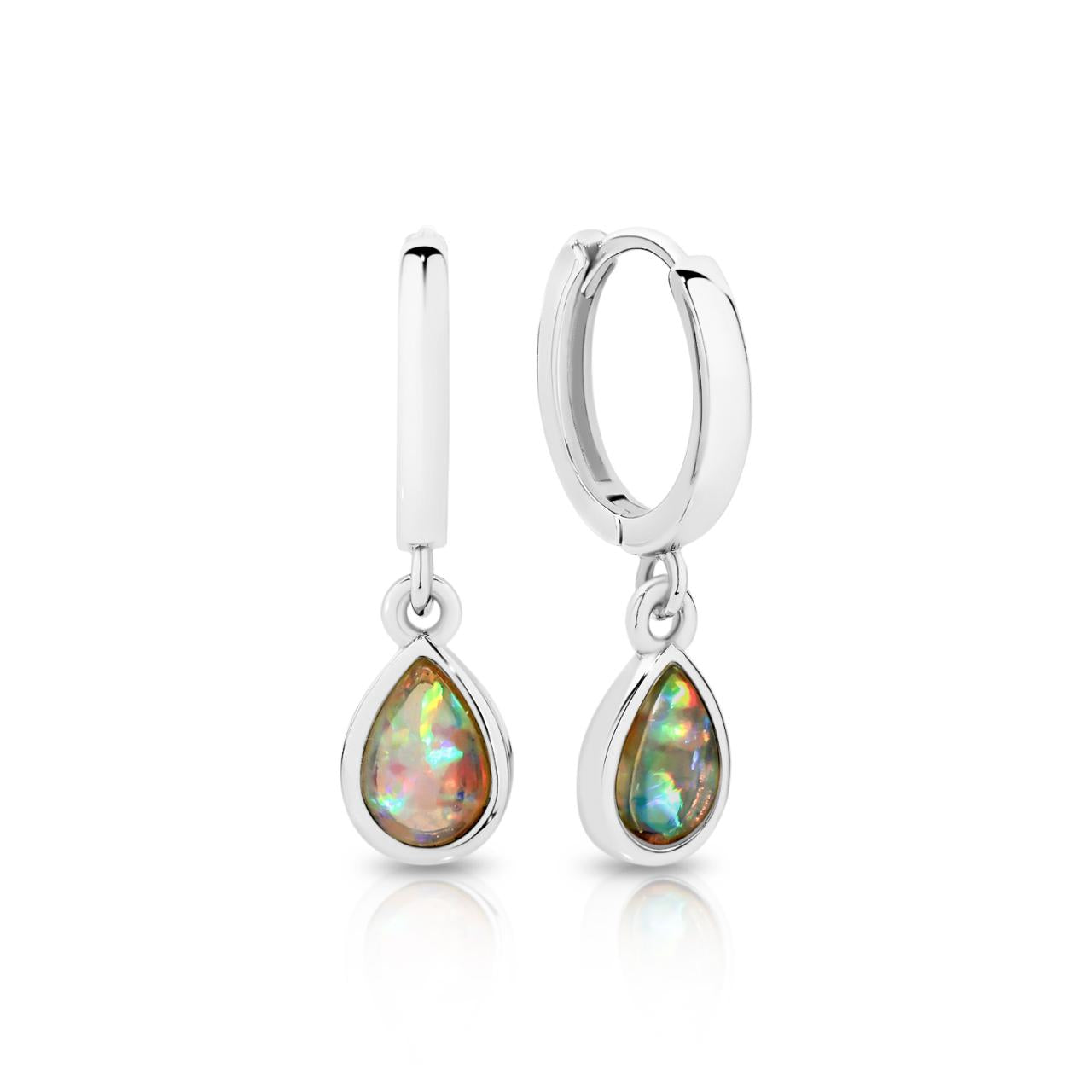 Solid Opal Huggie Earrings