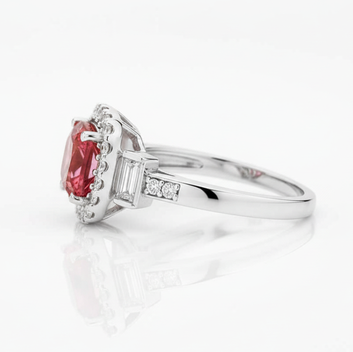 Pink Tourmaline & Diamond Ring