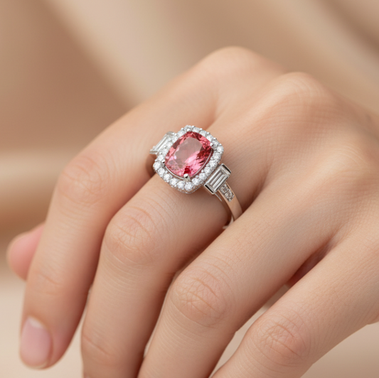 Pink Tourmaline & Diamond Ring