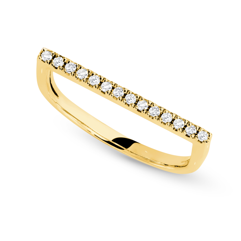 Diamond Bar Ring in Yellow Gold