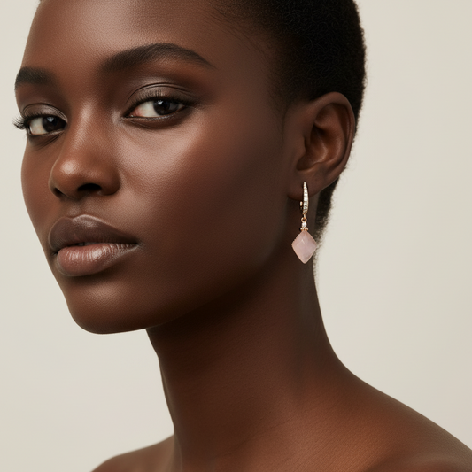Moonstone & Diamond Earrings
