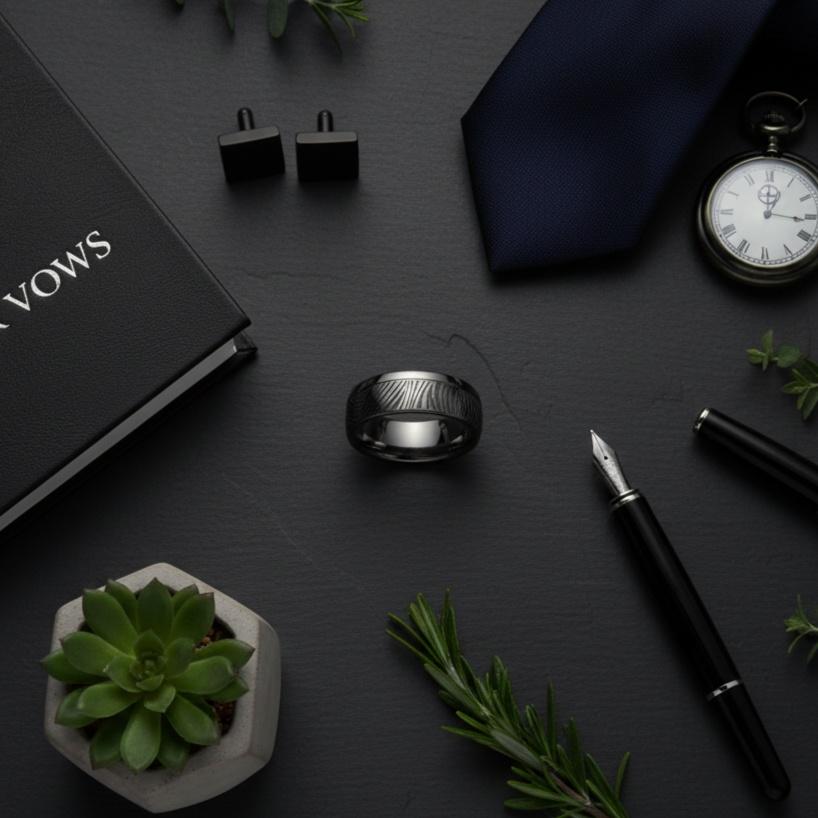 Zirconium Wave Wedding Ring