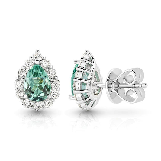 Mint Tourmaline & Diamond Earrings