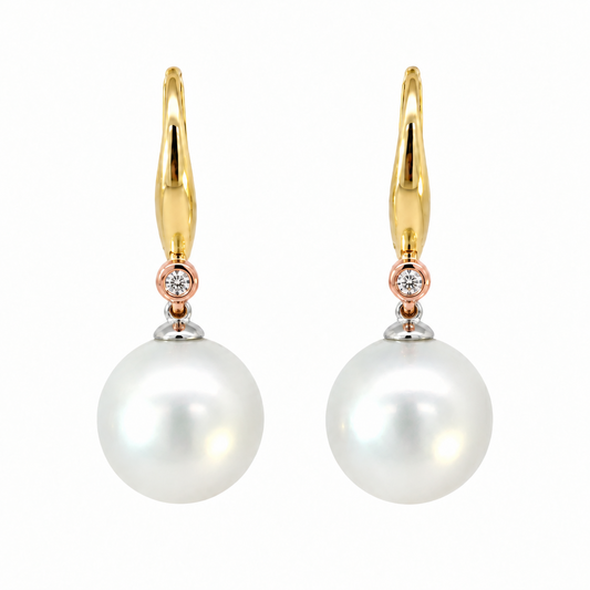 Pink Diamond & South Sea Pearl Earrings