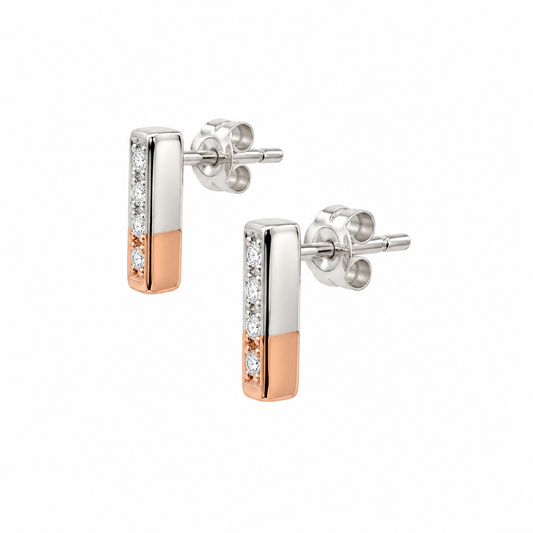 Pink and White Gold Diamond Earrings
