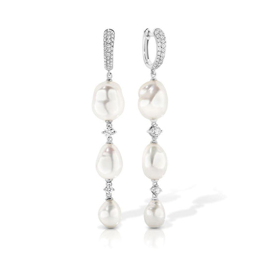 Keshi Pearl and Diamond Drop Earrings