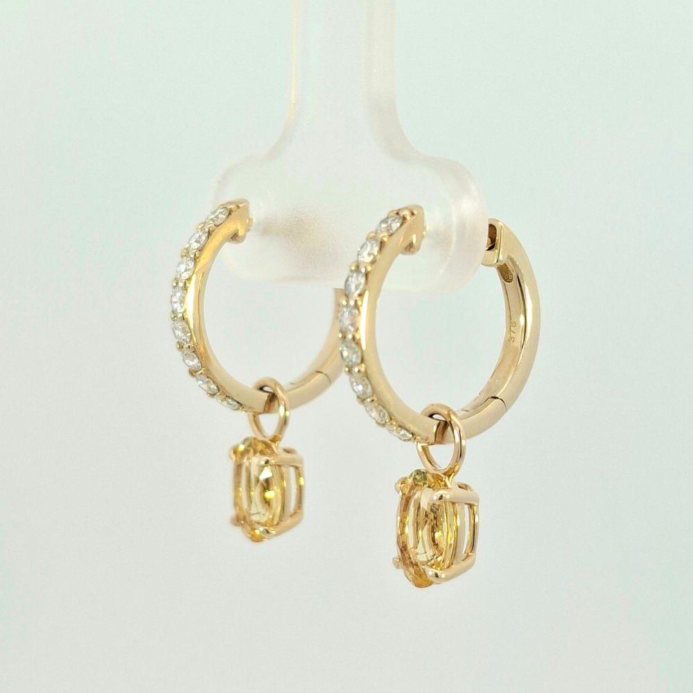 Diamond and Yellow Beryl Hoops