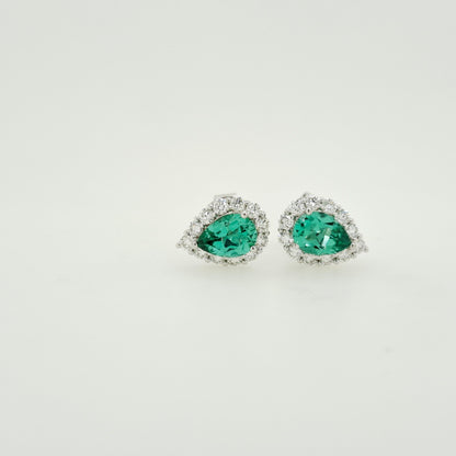 Mint Tourmaline & Diamond Earrings