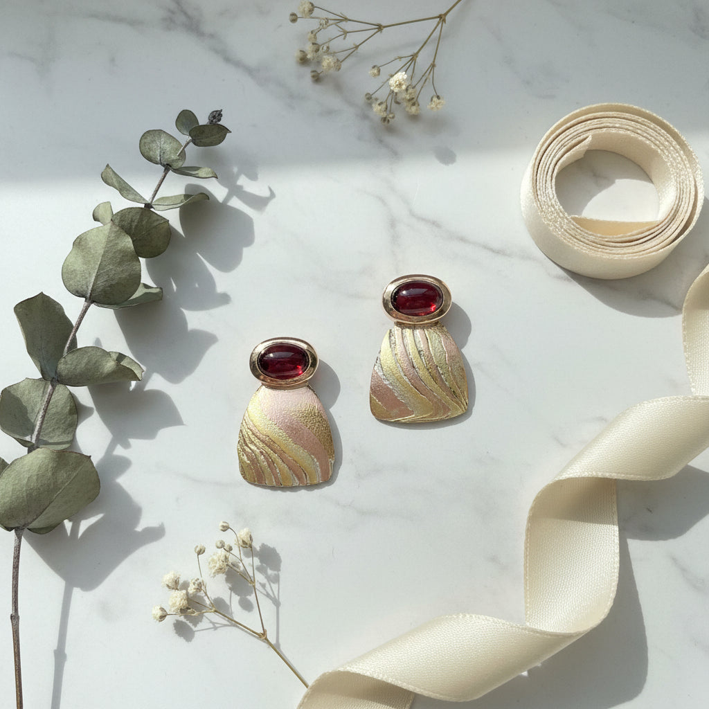Garnet Mokumé Gané Earrings
