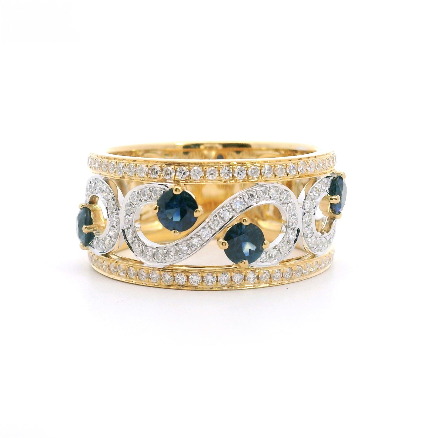 Sapphire and Diamond Swirl dress ring