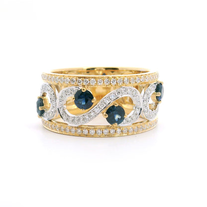 Sapphire and Diamond Swirl dress ring