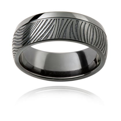 Zirconium Wave Patterned Gent's Wedding Ring