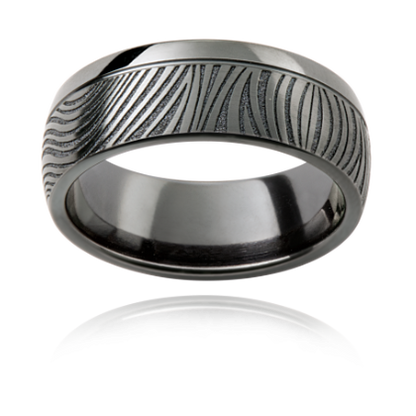 Zirconium Wave Patterned Gent's Wedding Ring