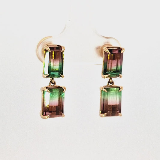 Watermelon Tourmaline Drop Earrings