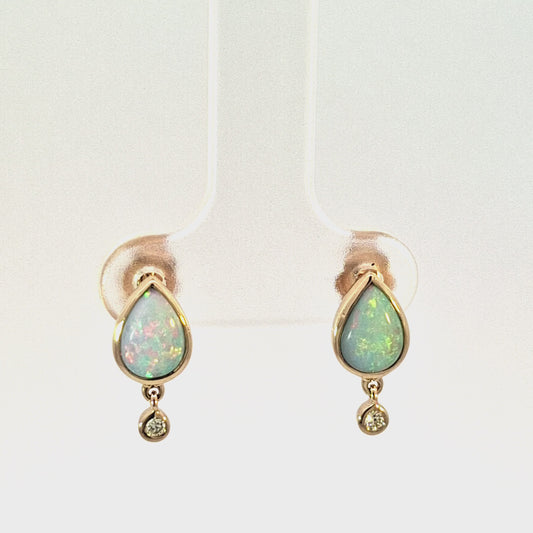 Opal and Diamond Earrings