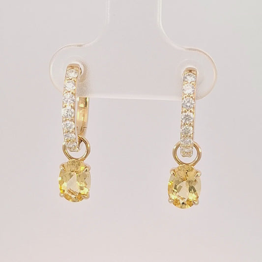 Diamond and Yellow Beryl Hoops