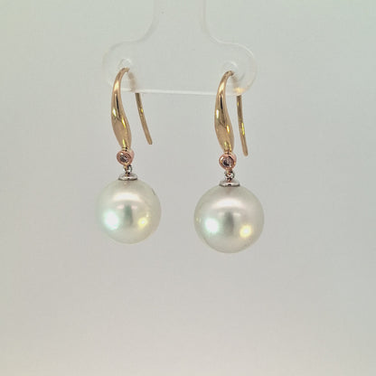 Pink Diamond & South Sea Pearl Earrings