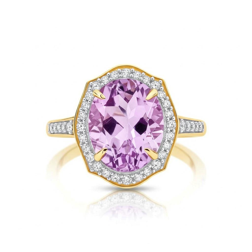 Amethyst Halo Ring
