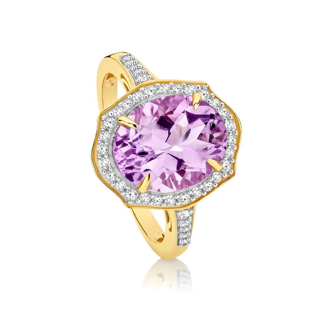 Amethyst Halo Ring