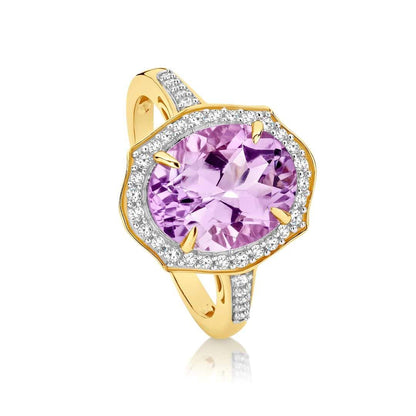 Amethyst Halo Ring