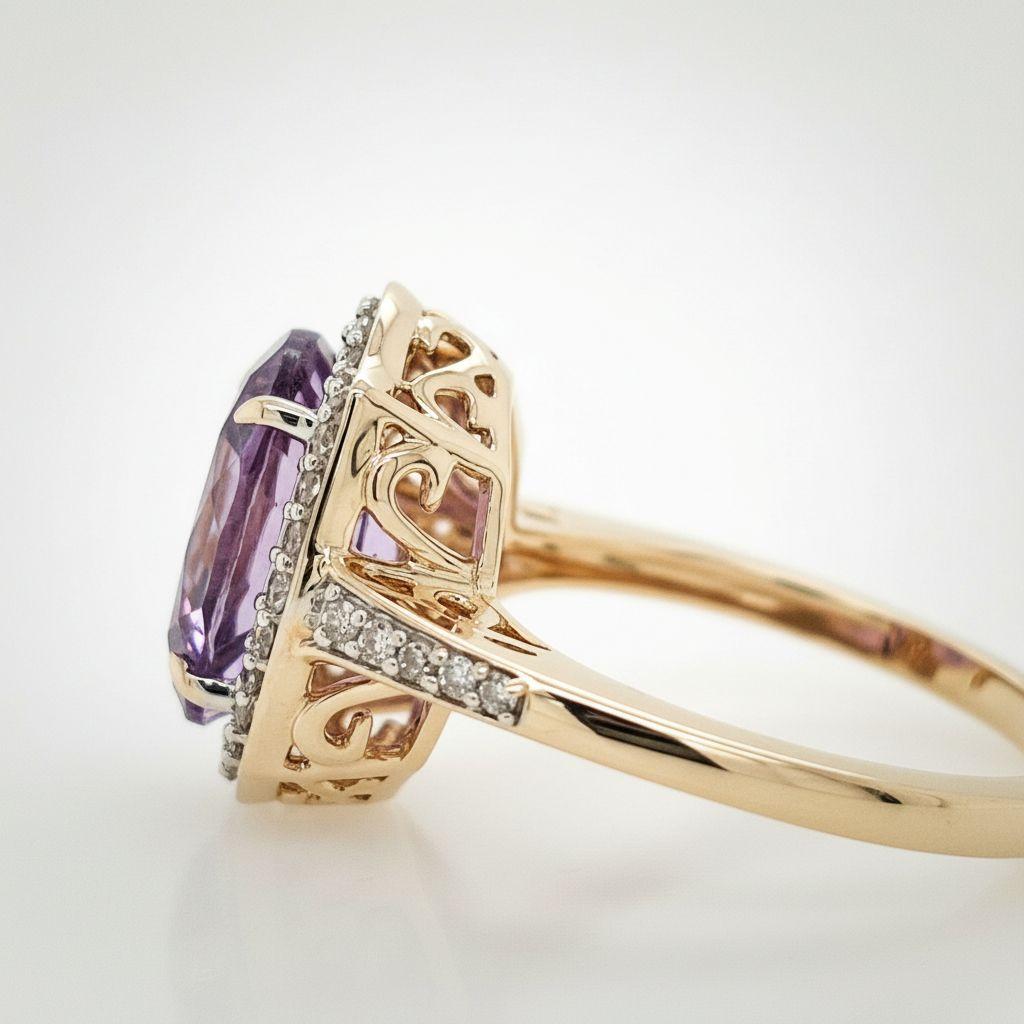 Amethyst Halo Ring