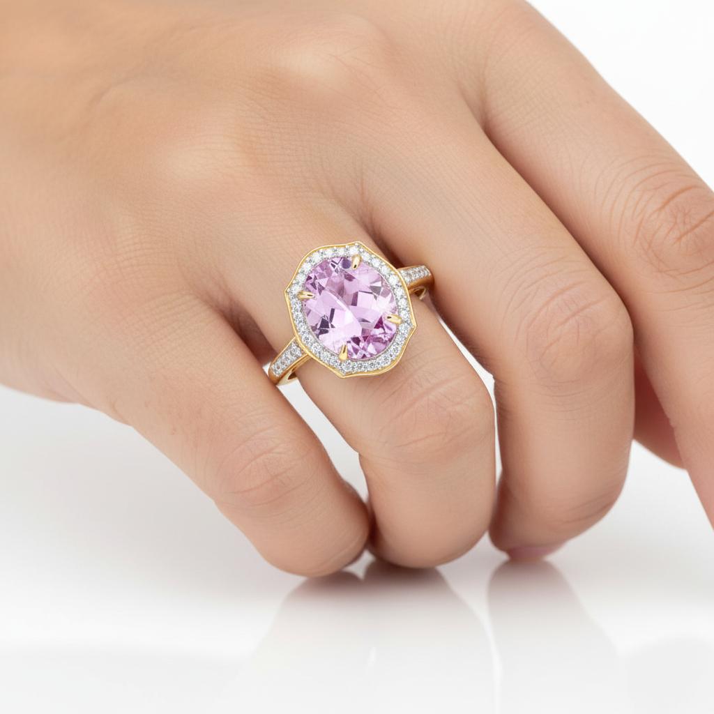 Amethyst Halo Ring