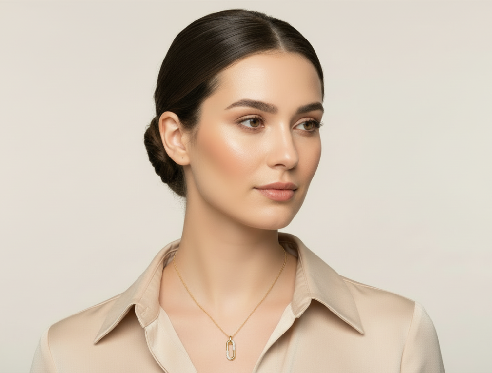 Diamond Paperclip Pendant