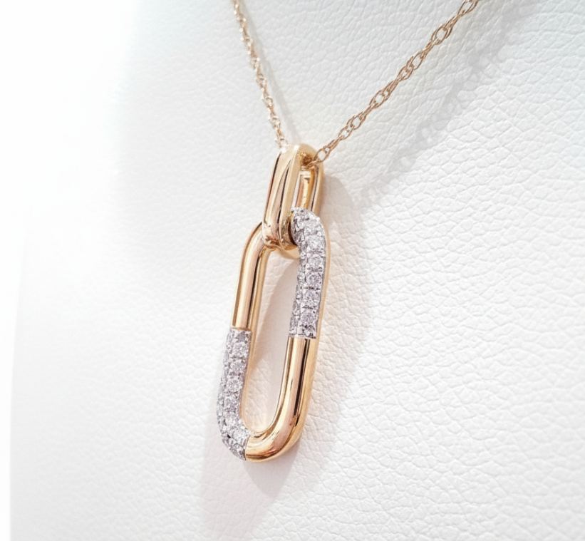 Diamond Paperclip Pendant