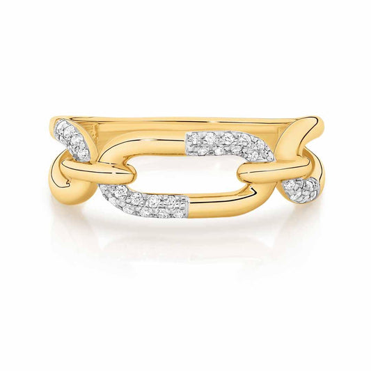 Paperclip Diamond Ring 9ct YG