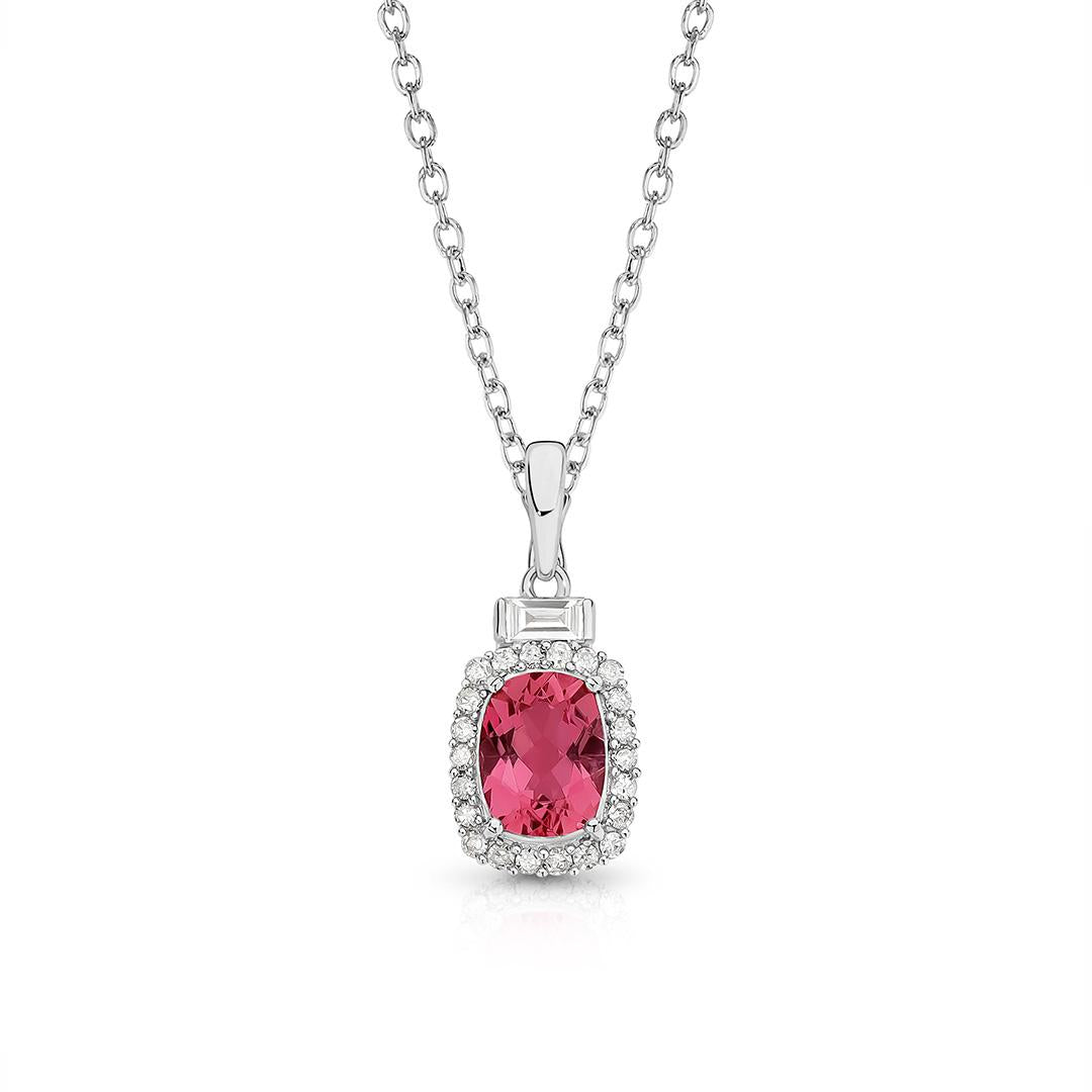 Pink Tourmaline Diamond Pendant
