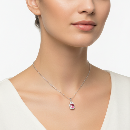 Pink Tourmaline Diamond Pendant
