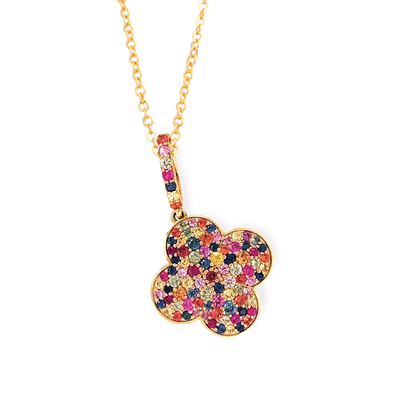 Rainbow Sapphire Clover Pendant