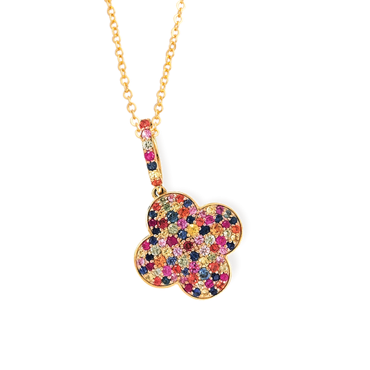 Rainbow Sapphire Clover Pendant