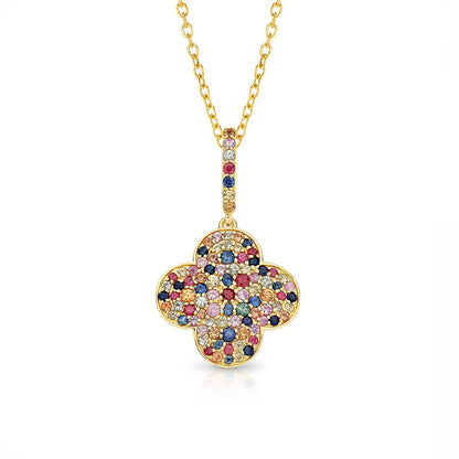 Rainbow Sapphire Clover Pendant