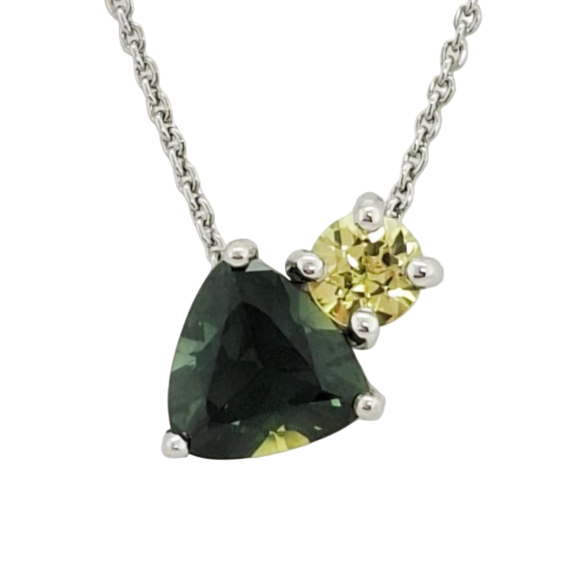 Green & Yellow Sapphire Toi Et Moi Pendant