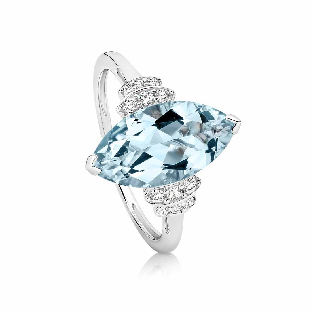 Aquamarine & Diamond Ring