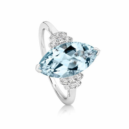 Aquamarine & Diamond Ring