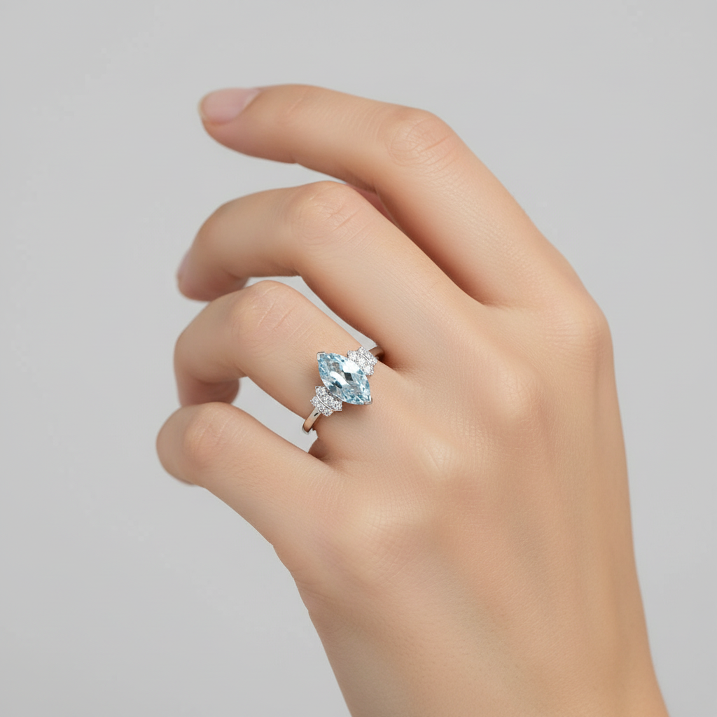 Aquamarine & Diamond Ring