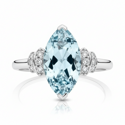 Aquamarine & Diamond Ring