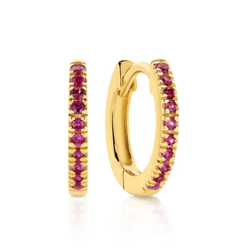 Pink Sapphire Mini Huggies