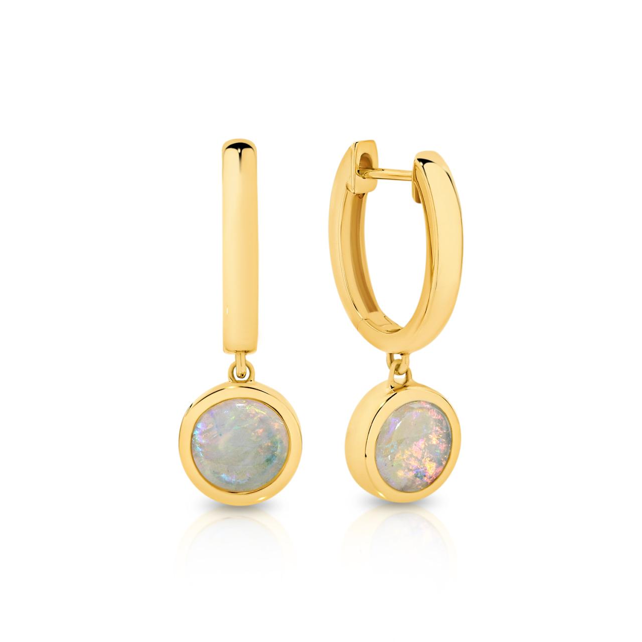 Solid opal huggie drop earrings