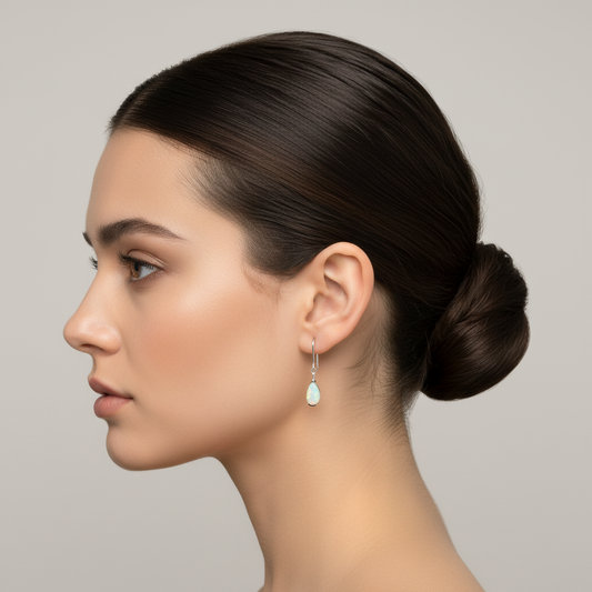 Solid Opal Drop Earrings